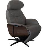 Komflex Zero Gravity Recliner in Light Grey Top Grain Leather & Pine